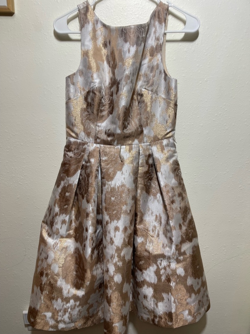 Eliza J Petites Gold Jacquard Fit & Flare Dress Size 4P
